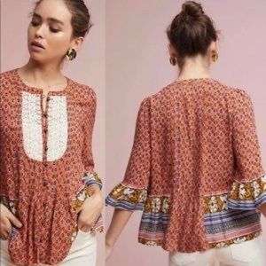 Anthropologie Maeve Rust Floral Blouse 4